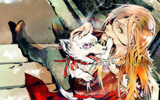 Woman cat bench dog man - a bench together free wallpaper