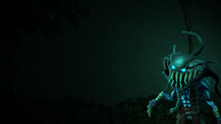 Creepy alien dark tree night - bioluminescence free wallpaper