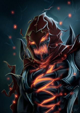 Demonic creature glowing eyes hooded - his body free wallpaper for mobile