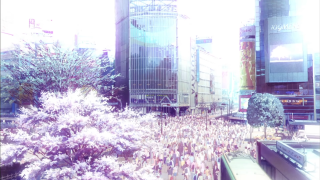 Crowd walking street tall buildings - tall building and trees free wallpaper