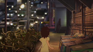 Girl walking city night bicycles - a street in a city free wallpaper