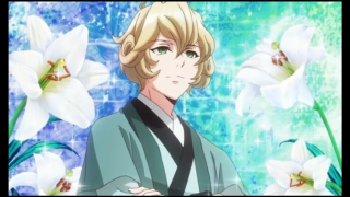 Man kimono flowers blue background - white flower free wallpaper