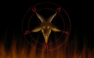 Goat head pentagram flames black - symbolism free wallpaper