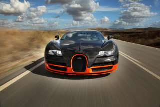 Bugatti driving road sky background - the road free wallpaper
