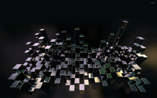 Cubes black white air background - cube free wallpaper