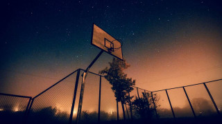 Basketball hoop night stars fence - atmosphere free wallpaper for desktop