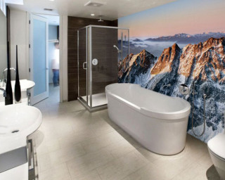 Bathroom mural mountains tub interior - a bathroom free wallpaper for desktop