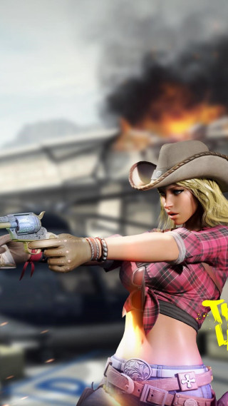 Woman cowboy hat gun fire - andor basch free wallpaper for mobile