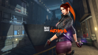 Woman red hair leather jacket - character art free wallpaper