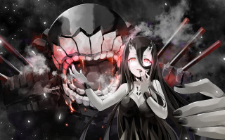 Girl skull demon smoke glowing - a girl holding free wallpaper