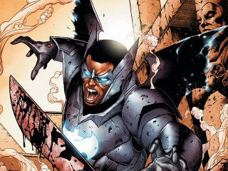 Futuristic man suit sword demon 2 - a futuristic suit holding free wallpaper