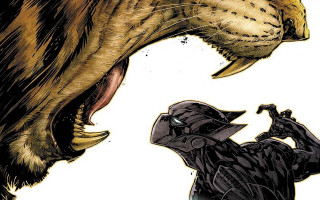 Man helmet attacking tiger mouth - sharp claw free wallpaper