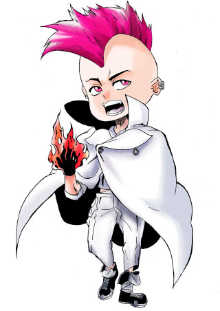 Cartoon character pink hair flame - character design free wallpaper