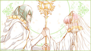 Couple holding stick clock face - a clock face free wallpaper