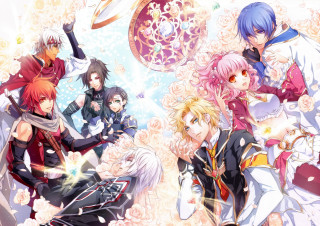 Anime characters group flower background - flowery free wallpaper