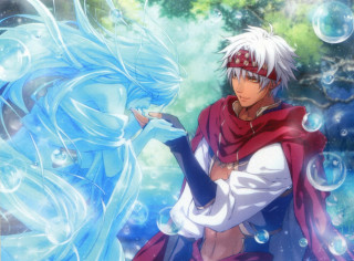 Anime couple bubbles trees background - bubble free wallpaper