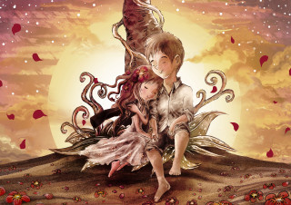 Couple tree branch full moon - a couple sitting free wallpaper