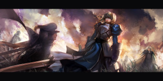 Woman long dress fire filled - art station free wallpaper for desktop