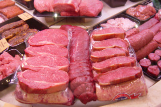 Meat display store window products - raw free wallpaper