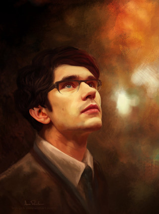 Man glasses suit sky blurry - photorealistic portrait free wallpaper