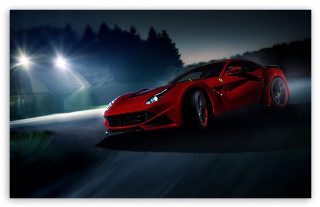 Red sports car night road 9 - matte drawing free wallpaper for desktop