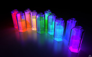 Bottles colorful light table black - fluorescent free wallpaper
