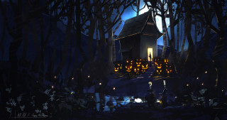House pumpkins woods night full - anato finnstark free wallpaper