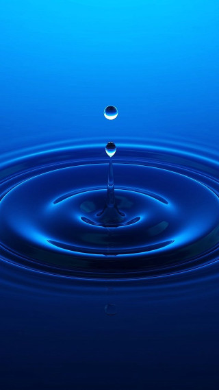 Blue liquid droplet water background - a macro photograph free wallpaper for mobile