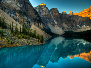 Mountain lake forest blue pine - a blue lake free wallpaper