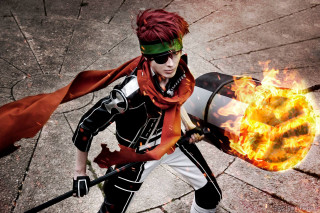 Man costume fire barrel sword - cosplay free wallpaper