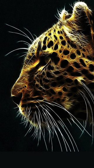 Leopard closeup black background yellow 4 - artist free wallpaper for mobile