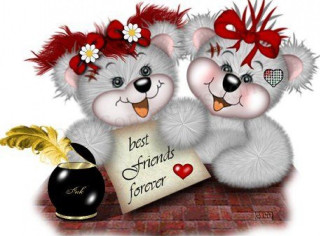 Teddy bears holding sign vase - two teddy free wallpaper