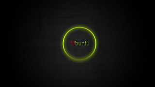 Ubuntu neon sign dark room - a green circle free wallpaper