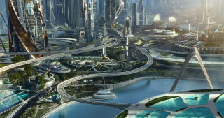 Futuristic city traffic buildings afrofuturism - traffic free wallpaper