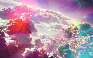 Colorful sky clouds rainbow background - cloud and a rainbow free wallpaper