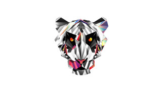 Colorful tiger head holography vector - pattern free wallpaper for desktop