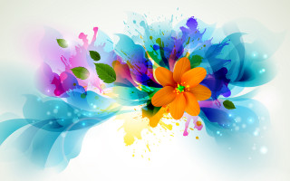 Colorful flower paint splatters petals - vivid free wallpaper