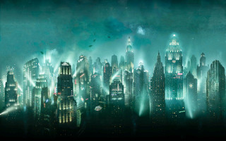 Cityscape lights smoke buildings night - a cityscape free wallpaper for desktop