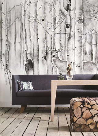 Living room couch forest mural - free forest wallpaper for mobile