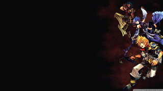 Anime characters dark background red - final free wallpaper for desktop