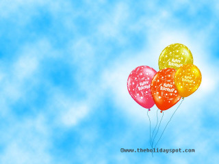 Balloons happy birthday sky background - cheerful free wallpaper
