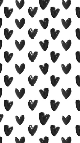 Black white hearts pattern background 2 - op art free wallpaper for mobile