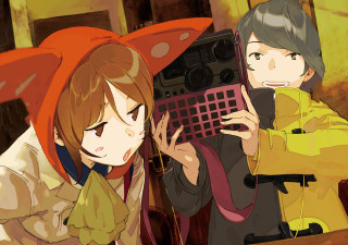 Two people holding radio smiling - two person free wallpaper