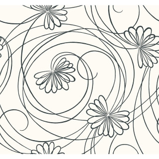 Black white drawing flowers swirls - a wireframe diagram free wallpaper for tablet