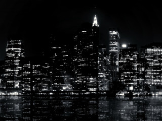 City skyline night reflection water 16 - a reflection free wallpaper