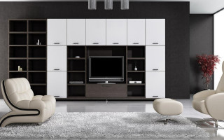 Living room entertainment center white - a black wall free wallpaper