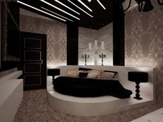 Circular bed chandelier art deco - the ceiling and a chandelier free wallpaper