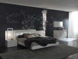 Bedroom with bed cozy interior 5 - nightstand free wallpaper