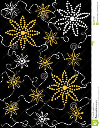 Black background yellow white flowers 2 - kinetic pointillism free wallpaper for mobile