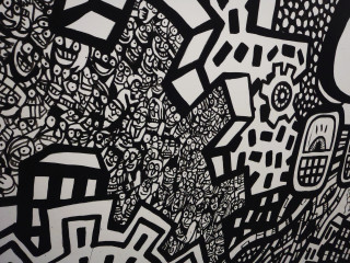 Black white drawing pattern wall - line drawing free wallpaper